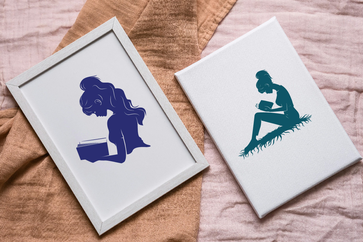 12 Girl Reading a Book Peacefully, an Illustration by jongcreative (Photo 2 of 4)