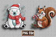 Christmas Animal Embroidery Clipart, a Seasonal Illustration by protabsorkar11 (Thumbnail 3 of 10)