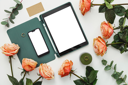 Smartphone and tablet mock up, a Photo by VladDeep presets&photos