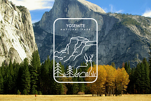 8 National Park Line Art Badges