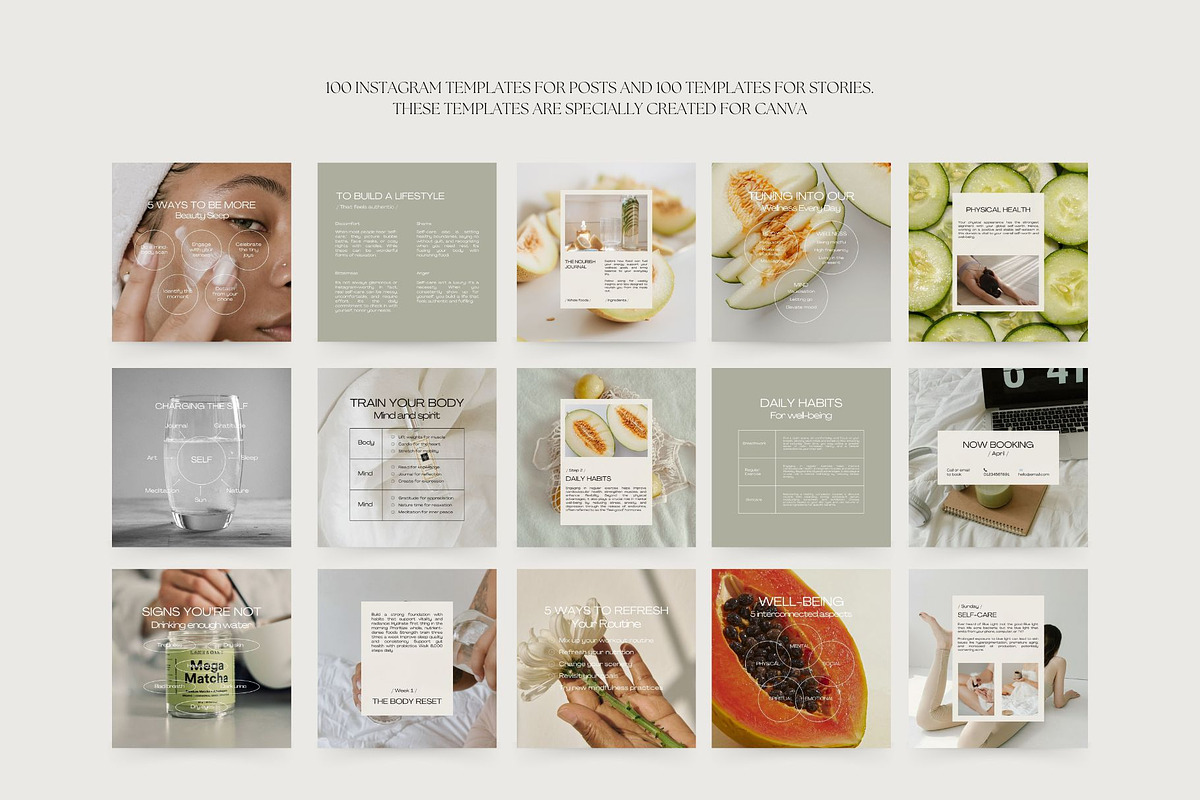 600 Wellness Instagram Templates for Coaches | Canva Bundle
