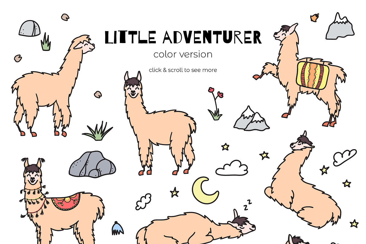 Cute llamas: big clipart&pattern set, an Animal Illustration by Pikovit (Photo 4 of 11)
