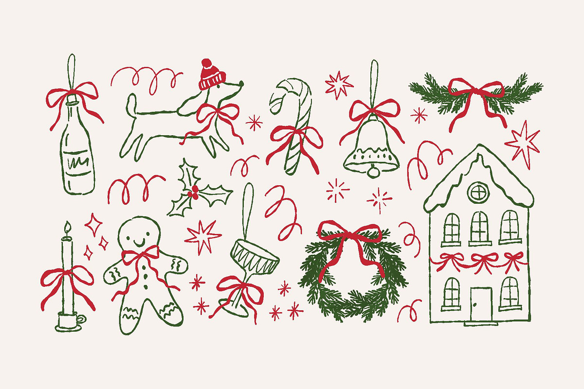 Vintage Christmas Party Clipart, a Decorative Illustration by Barkova Nadya (Photo 2 of 9)