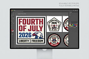 4th July 2026 Event Badge EPS Bundle, an Object Graphic by NH graphic (Thumbnail 4 of 10)