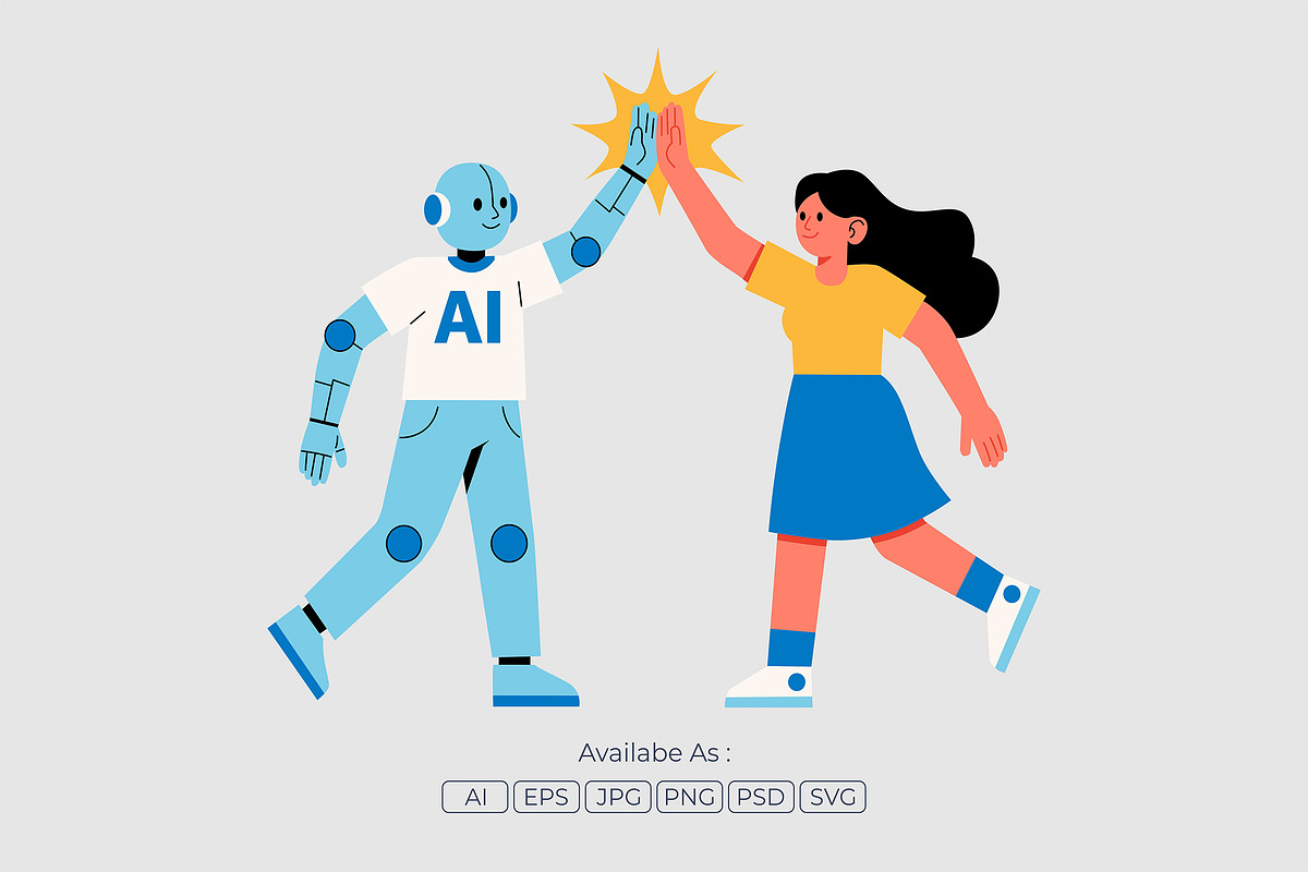 AI Woman Human Collaboration, a Person Illustration by Partikusi Design (Photo 1 of 3)