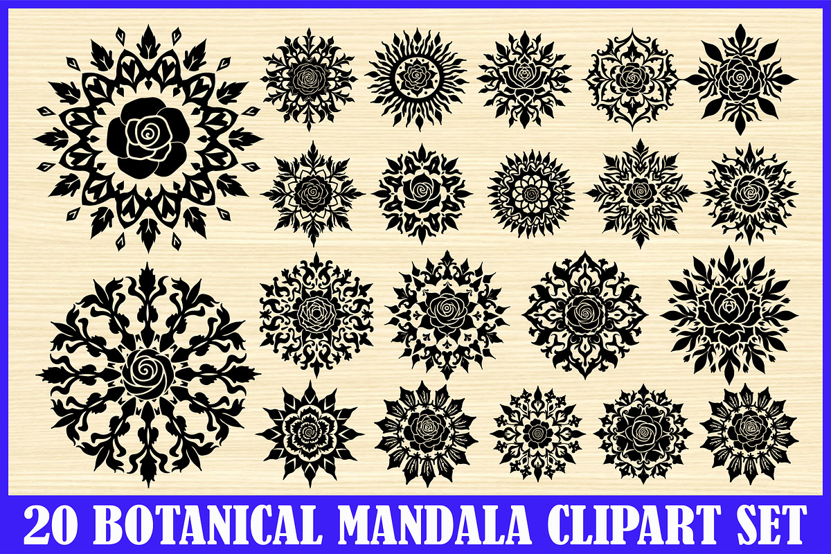 20 Botanical Mandala Clipart Set, an Illustration by Artivon (Photo 1 of 4)