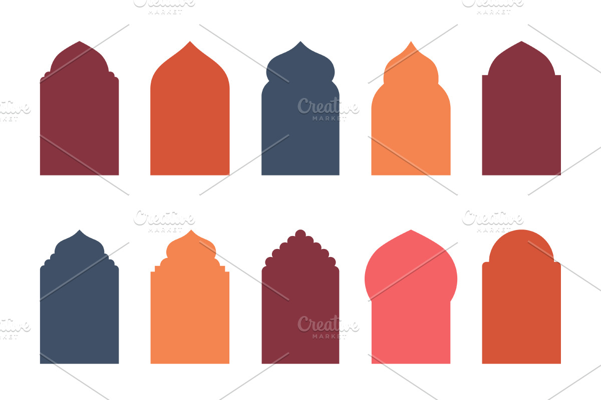 Flat arab window icons set, a Solid Icon by kotoffei