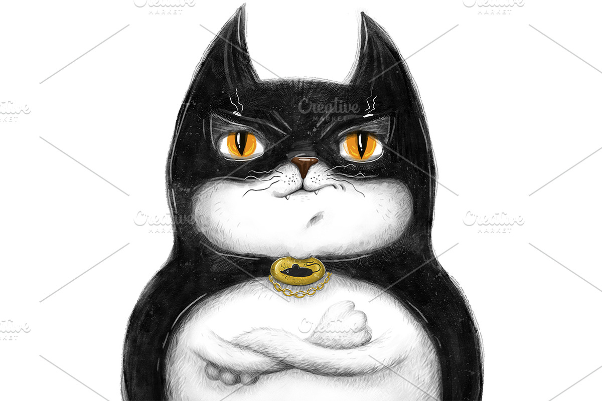 Batman cat, an Animal Illustration by Marysha Art