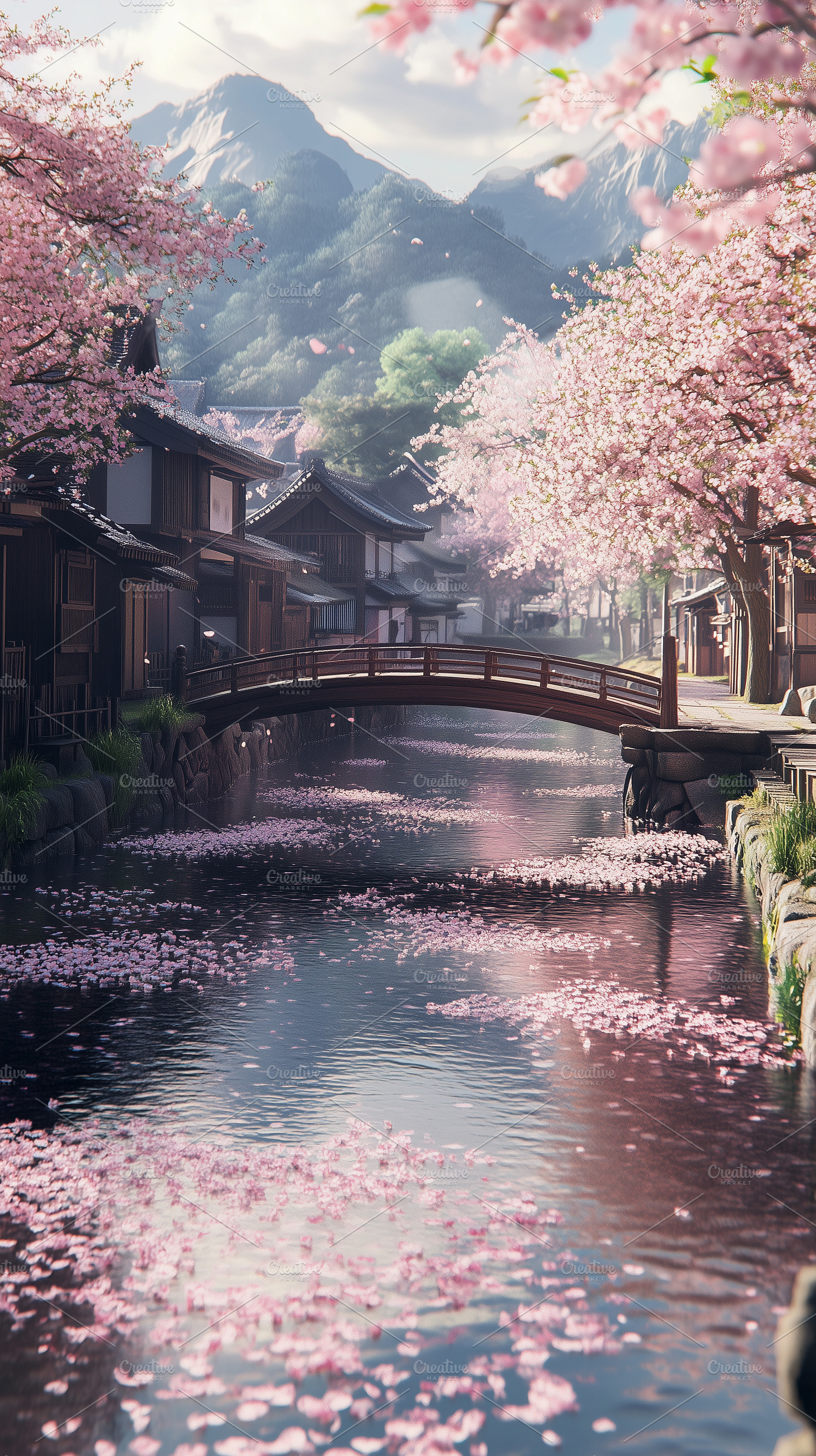 Serene Japanese village scene with, a Nature Photo by MistyDay