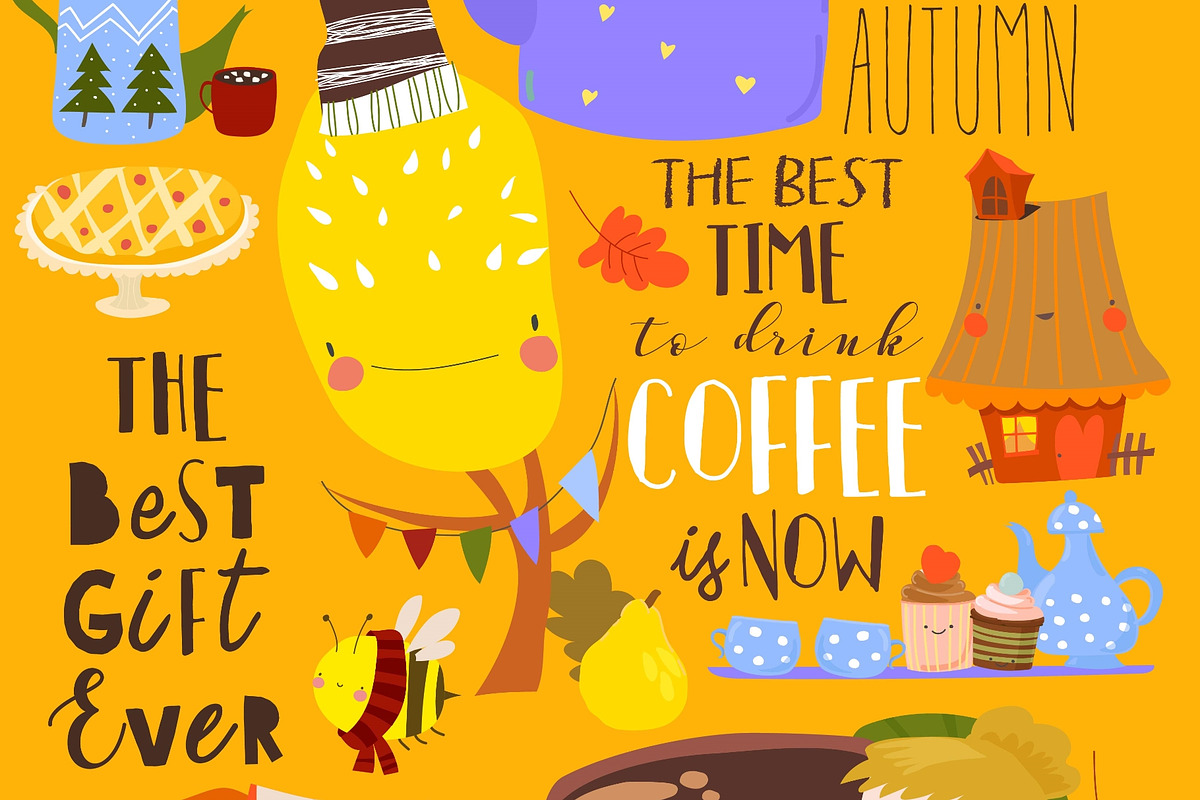 Cartoon Set With Girl, Coffee Party, an Animal Illustration by Maria Starus (Photo 2 of 3)