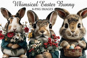 Whimsical Easter Bunny Clipart, an Illustration by Craft Nest