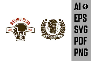 Set Of Boxing Club Emblems SVG