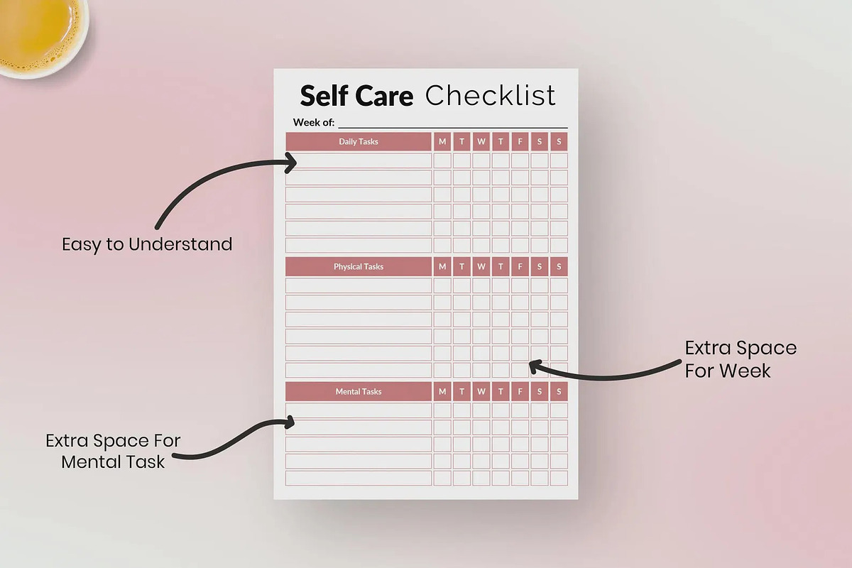 Printable Self Care Checklist PDF, a Stationery Template by Snapybiz (Photo 4 of 5)