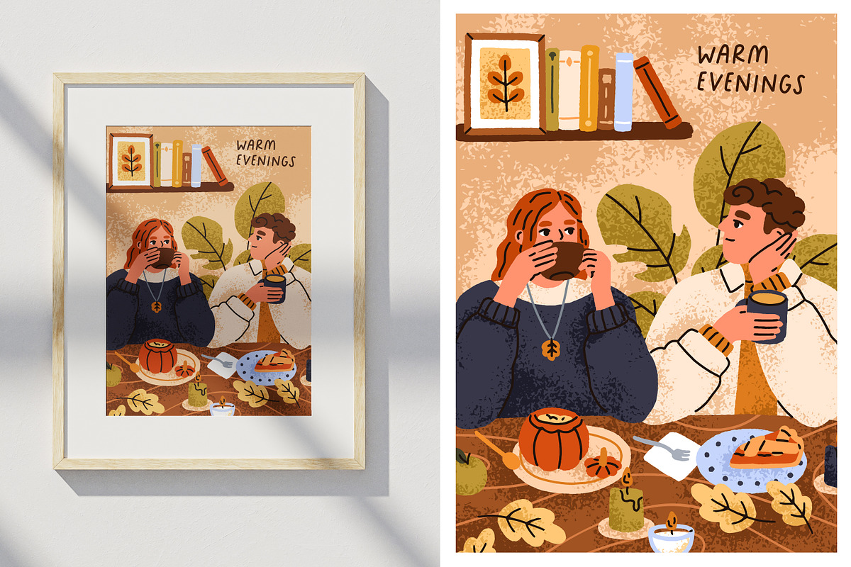 Autumn cards, cozy fall posters set, a Seasonal Illustration by Good Studio (Photo 4 of 4)