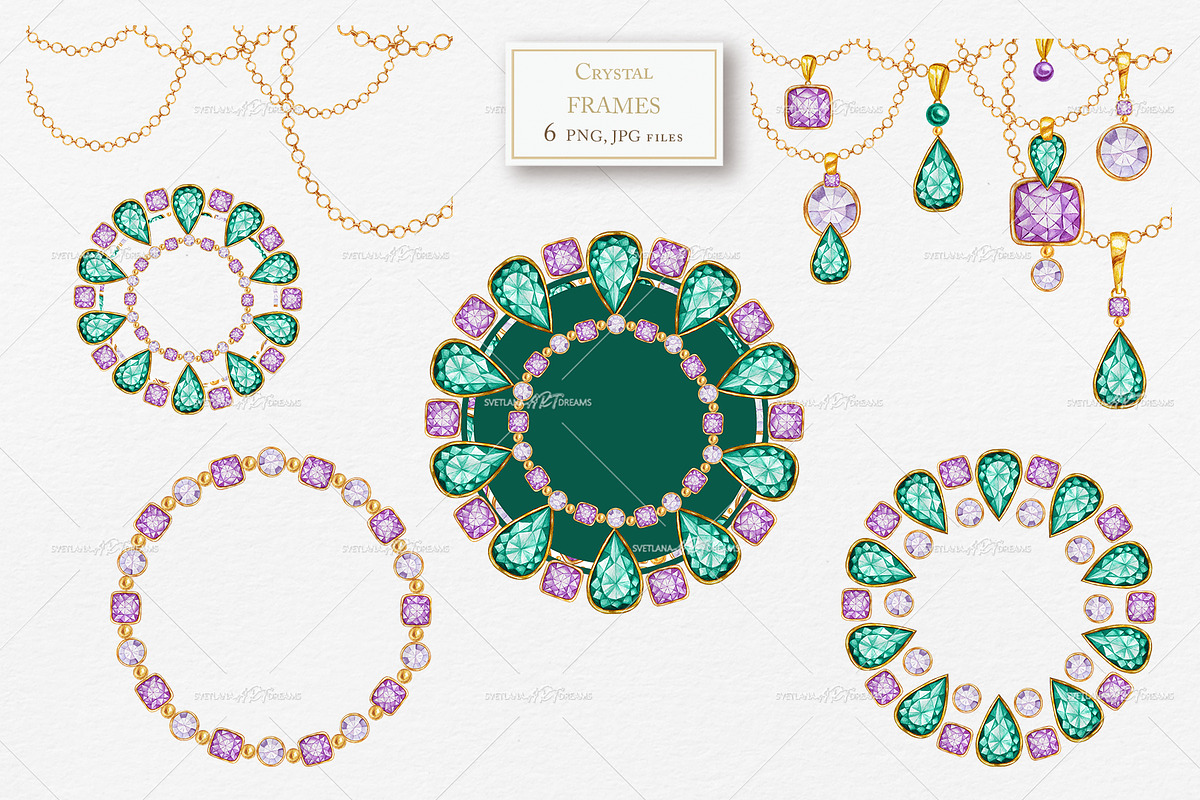Crystal gold Jewelry Watercolor, an Object Graphic by svetlanaARTdreams (Photo 6 of 14)