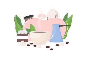 Coffee Shop Flat Illustration