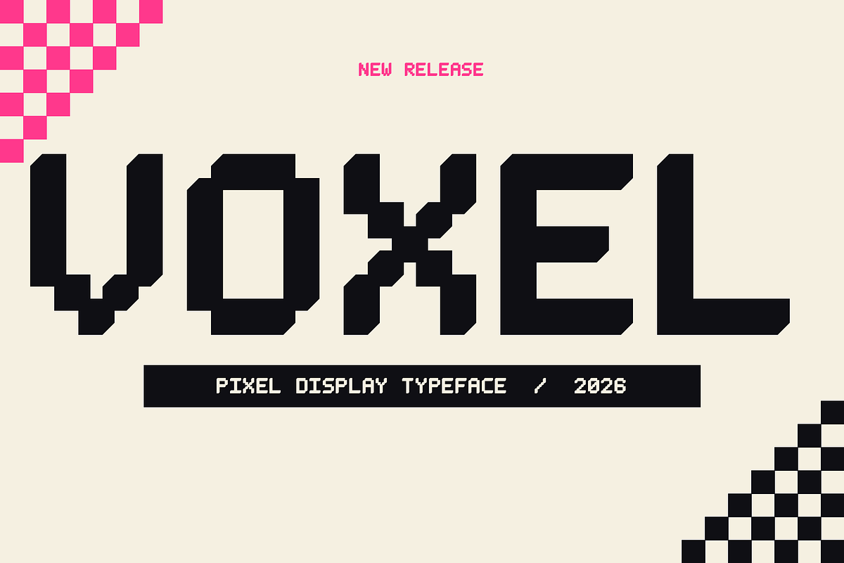 VOXEL - Pixel Display Typeface, a Sans Serif Font by Lettra Studio (Photo 1 of 18)