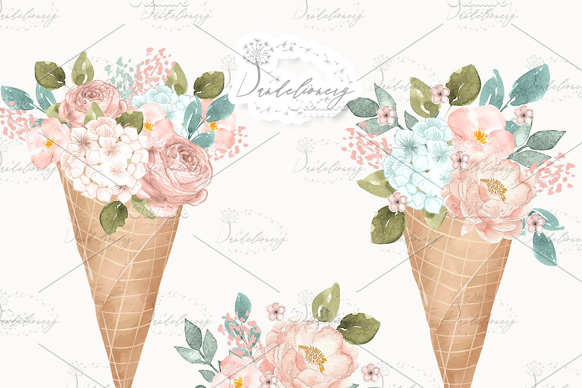 Floral Cone design, an Illustration by designloverstudio