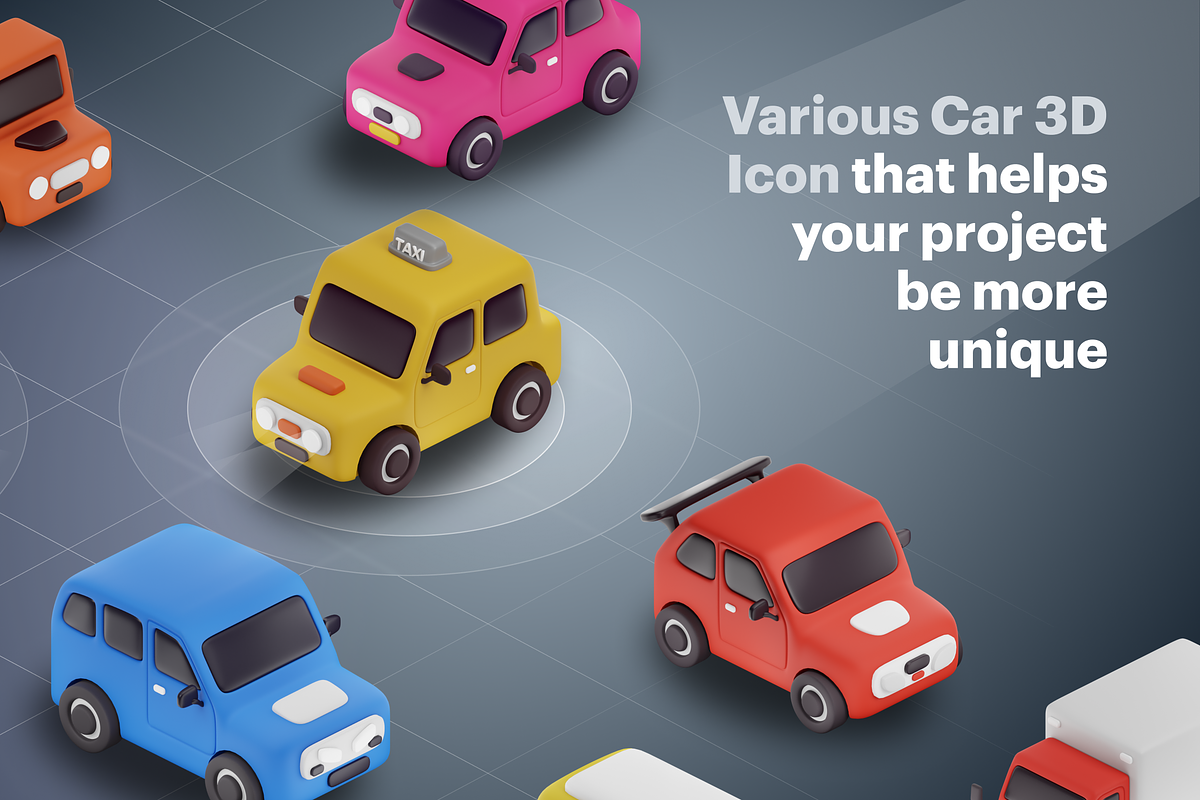 Carly - 3D Car Icon Set, a Cars & Vehicle 3D Model by Illustraly Design (Photo 2 of 8)
