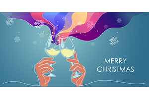 Two hands clinking champagne or, a Person Illustration by Valenty