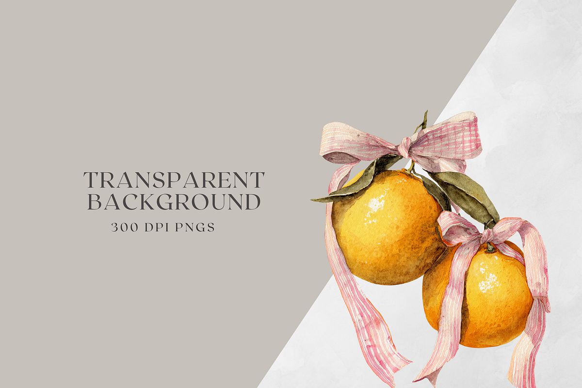 Watercolor Oranges and Bows, a Decorative Illustration by ThaismotaCreativeCo (Photo 10 of 10)