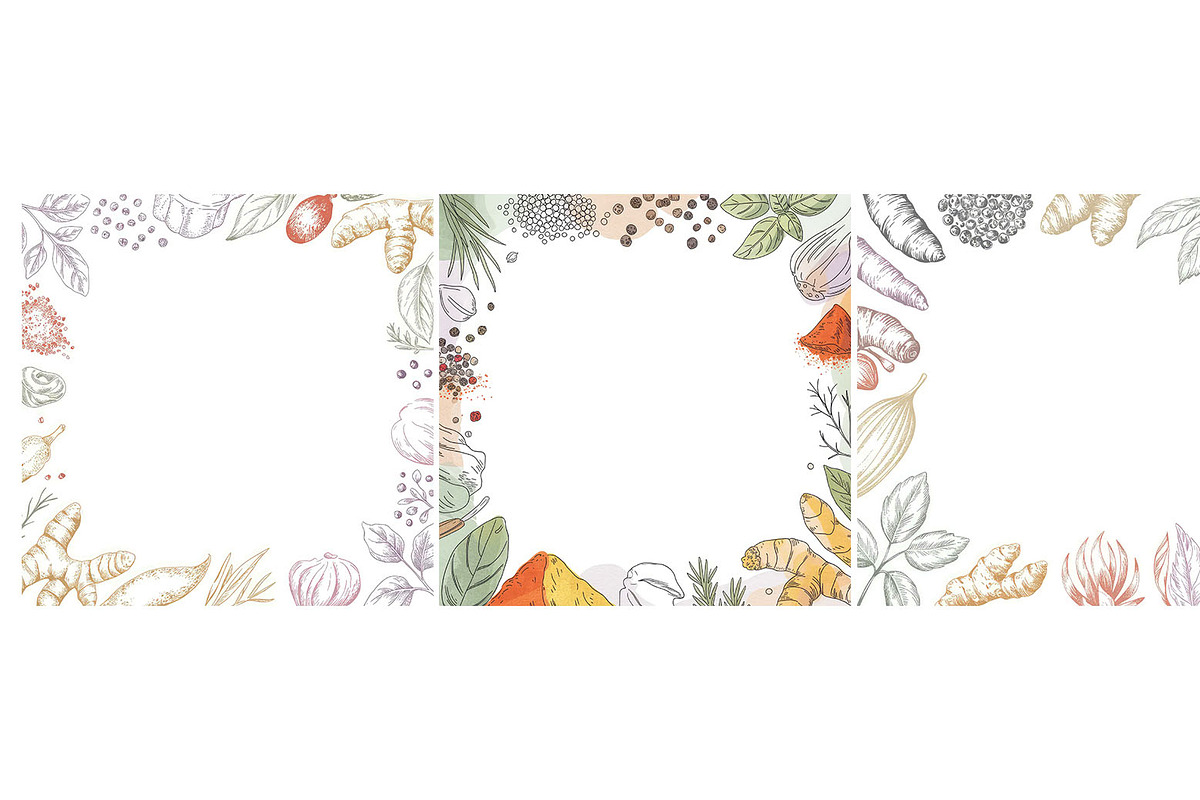 Frames of various spices and herbs, a Background Graphic by SketchArtStudio (Photo 2 of 3)