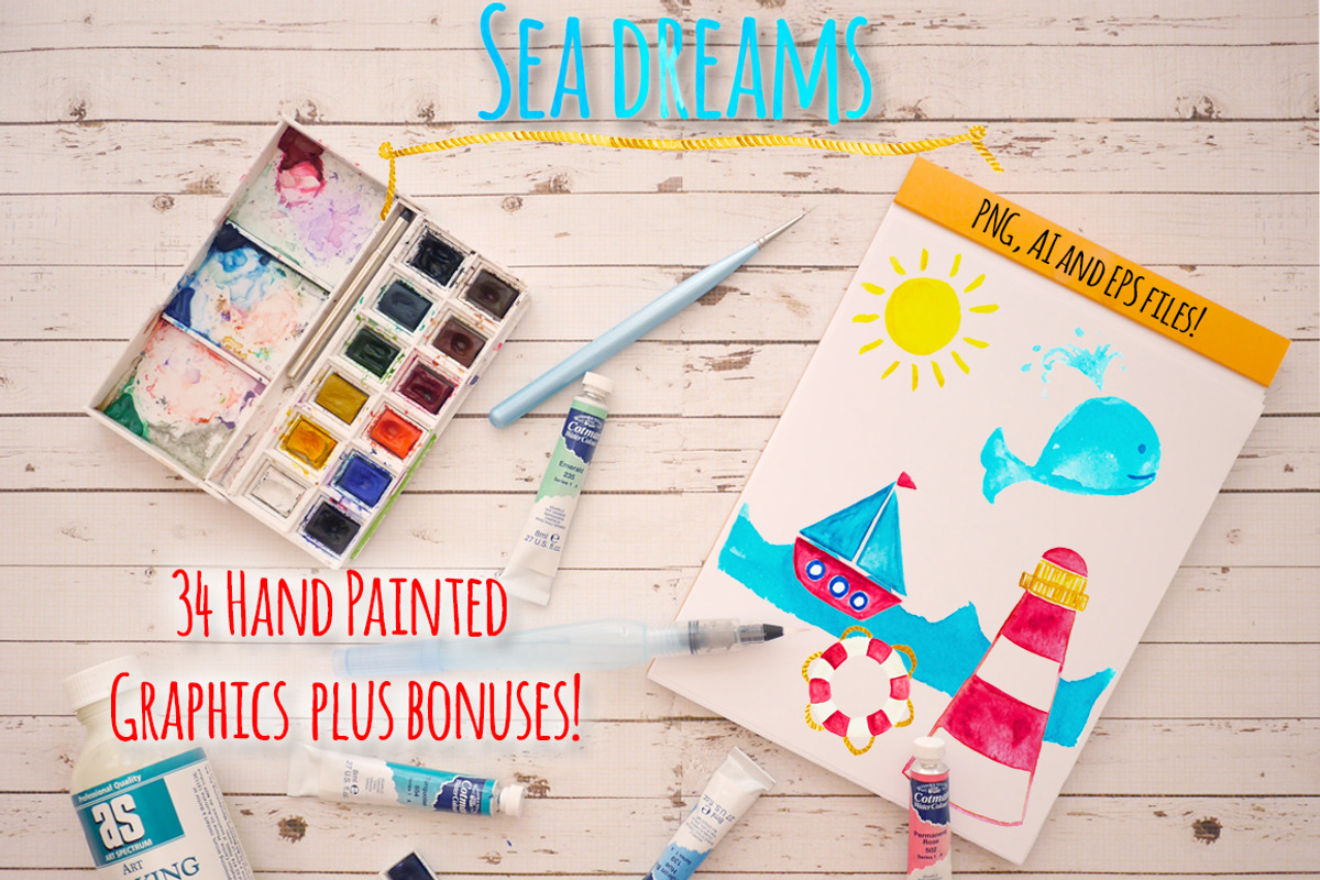 Seaside Ocean Nautical Watercolor, an Illustration by Violet LeBeaux (Photo 2 of 4)