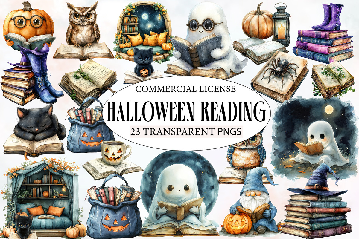 Halloween Reading Clipart, an Illustration by Designworld (Photo 1 of 6)