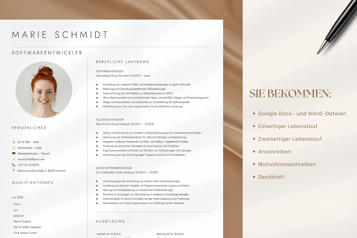 Professionelle Lebenslauf Vorlage, a Resume Template by OkiDocs Resume Templates (Photo 9 of 10)
