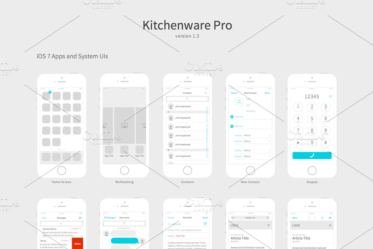 Kitchenware Pro - iOS Wireframe Kit, a Wireframe Template by WL (Photo 2 of 5)
