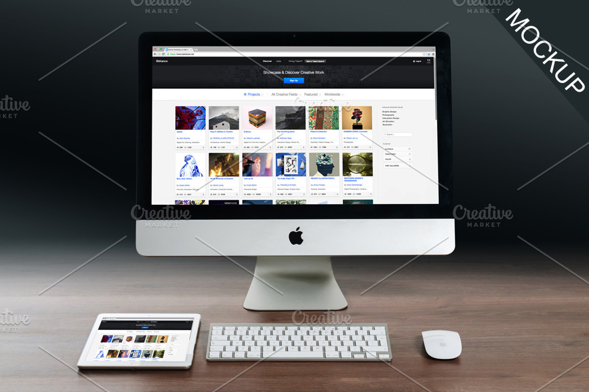 iMac and iPad Mockup, an iPad Mockup by Made by Mancie (Photo 1 of 4)