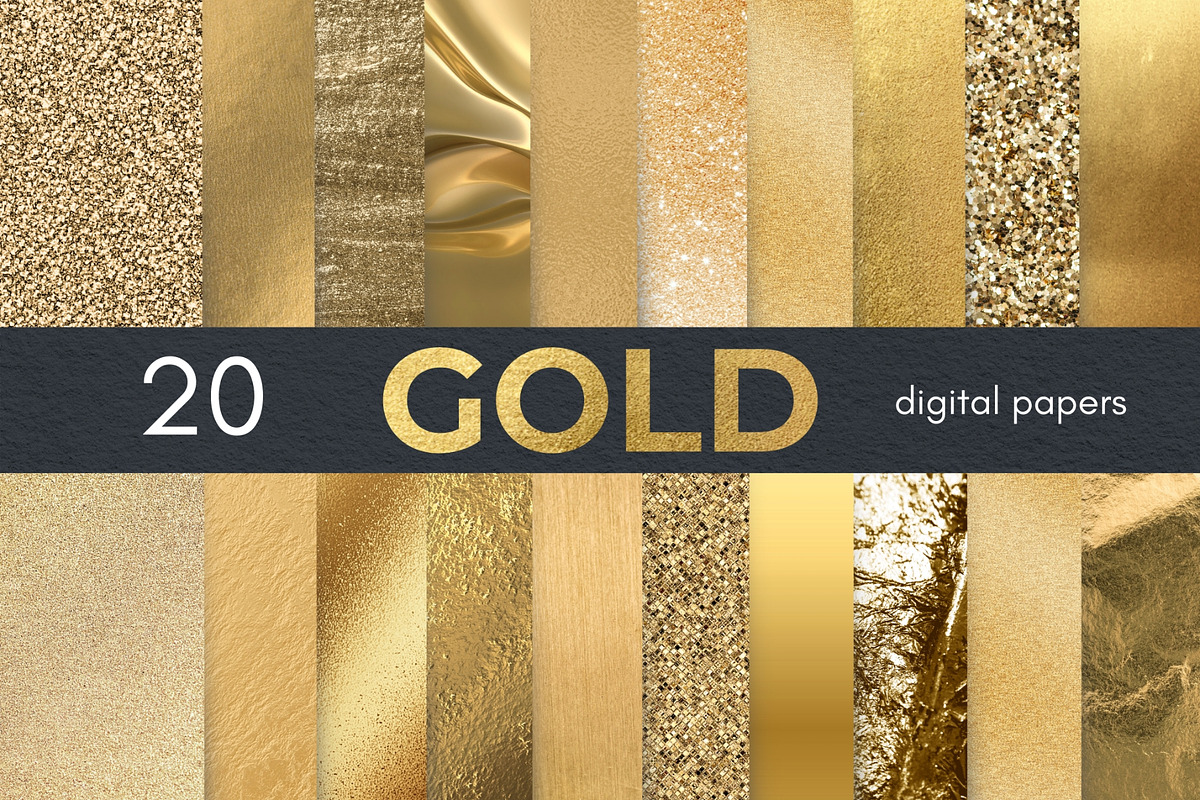 Gold Digital Papers | Gold Textures, a Graphic by Business Chic