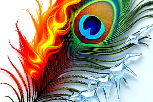 Fire and Ice Peacock Feather, a Decorative Illustration by Sharon Schwalbe