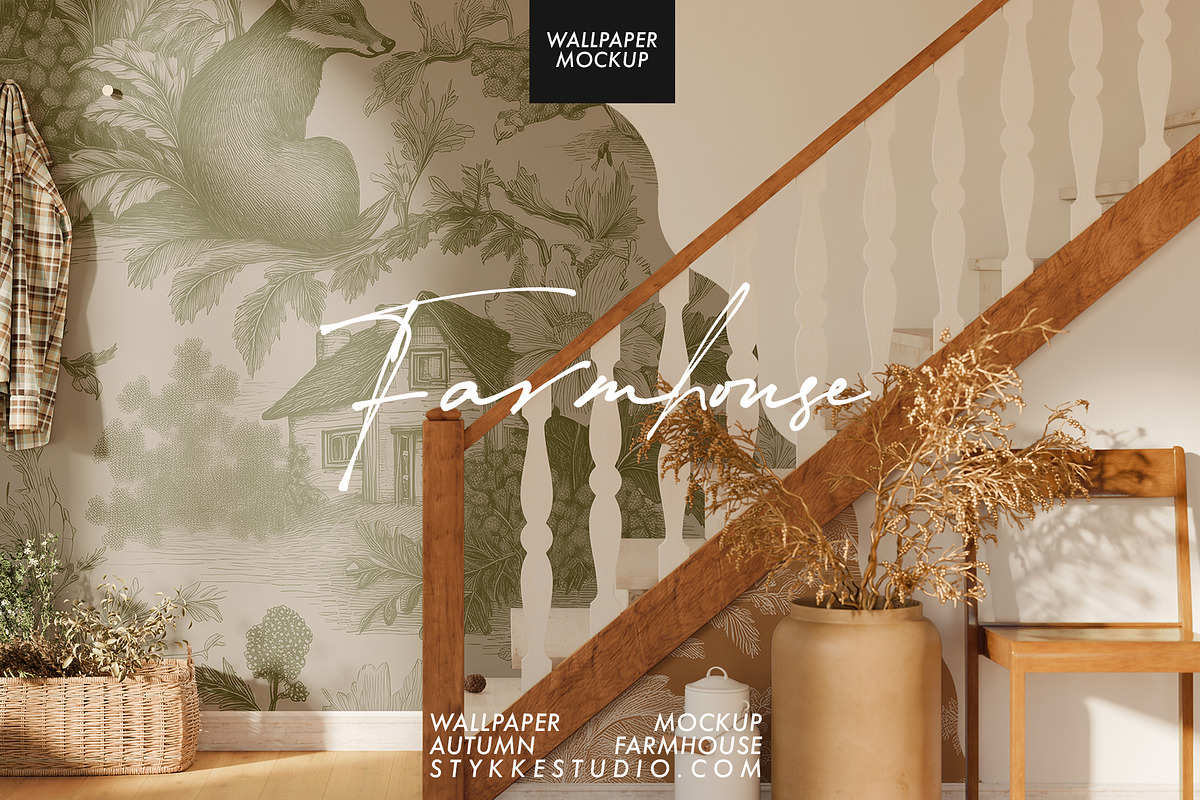 Autumn Farmhouse | WALLPAPER MOCKUP, a Household Mockup by Stykke Studio (Photo 1 of 22)