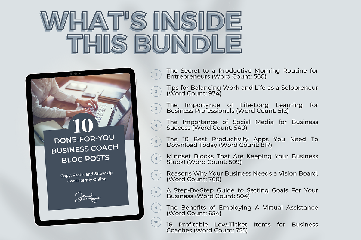 DFY BLOG POSTS FOR BUSINESS COACH, a Templates & Theme by Jennifer Magri Templates (Photo 2 of 8)