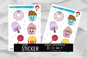 Sweet Dessert Stickers Sheet