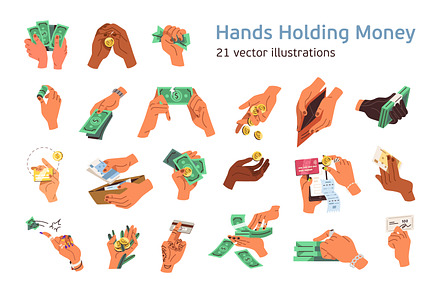 Hands holding money cash set, a Finance Illustration by Good Studio