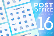 Post Office | 16 Thin Line Icons Set, an Outline Icon by Alex Blogoodf (Thumbnail 1 of 11)