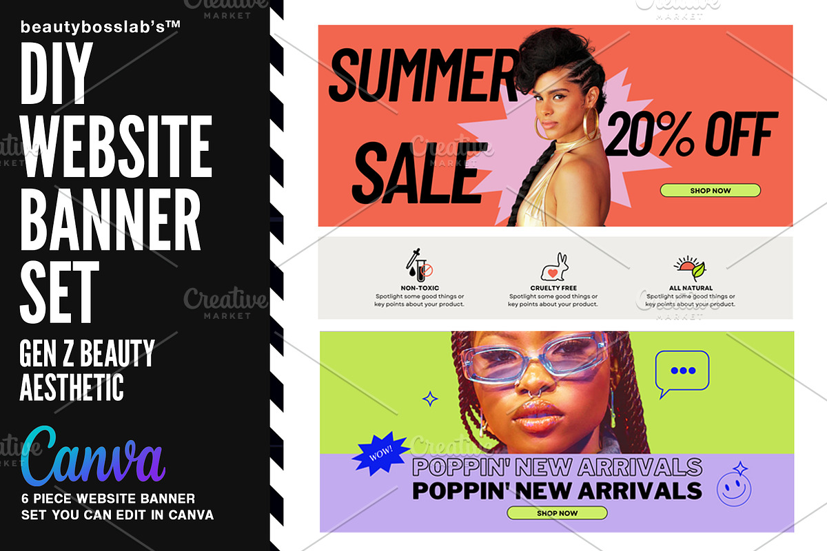 DIY Web Banners: Gen Z Beauty, a Landing Page Template by beautybosslab™ (Photo 1 of 5)
