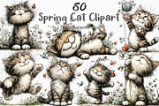 Whimsical Spring Cat Clipart, an Illustration by Craft Nest (Thumbnail 1 of 12)
