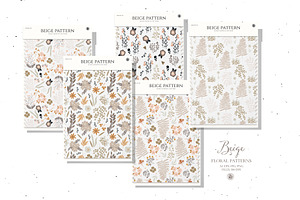 Beige Floral Patterns - Vector Set