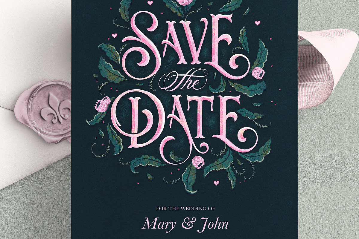 Wedding Save the Date Card Template, an Invitation Template by Aurelie Maron (Photo 4 of 7)