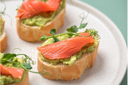 Close-up open sandwich with salted