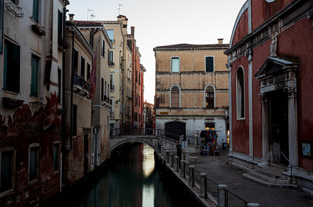 The old bridge made with marble on the typical canal in Venice, an Architecture Photo by Bepslabor