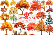 Autumn Trees Clipart, an Illustration by CreationArt (Thumbnail 1 of 5)