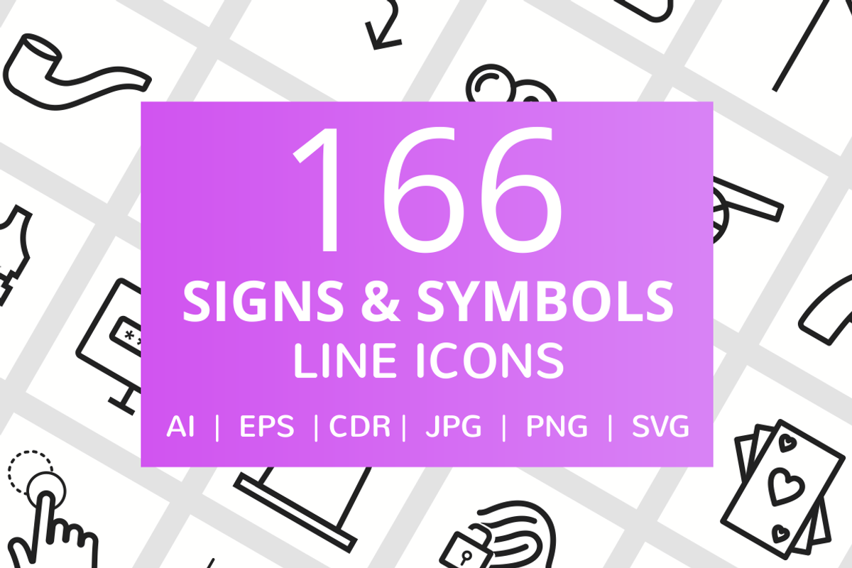 166 Signs & Symbols Line Icons, an Outline Icon by IconBunny (Photo 1 of 6)