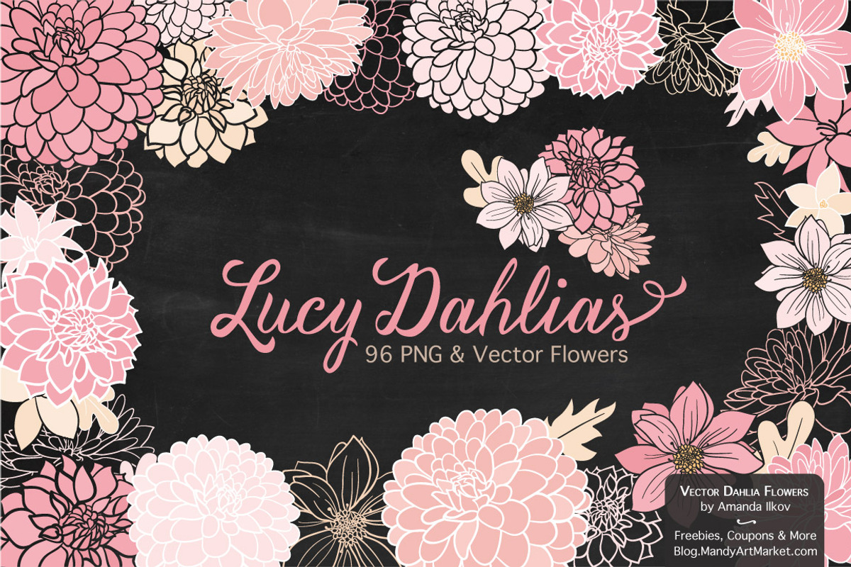 Soft Pink Dahlia Clipart & Vectors, an Illustration by Amanda Ilkov (Photo 2 of 4)