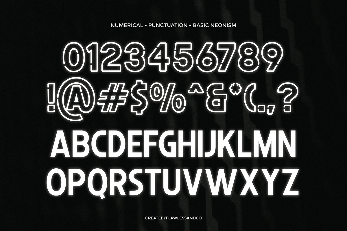 Neonism – Futuristic Neon Typeface, a Font by Flawless And Co (Photo 8 of 10)
