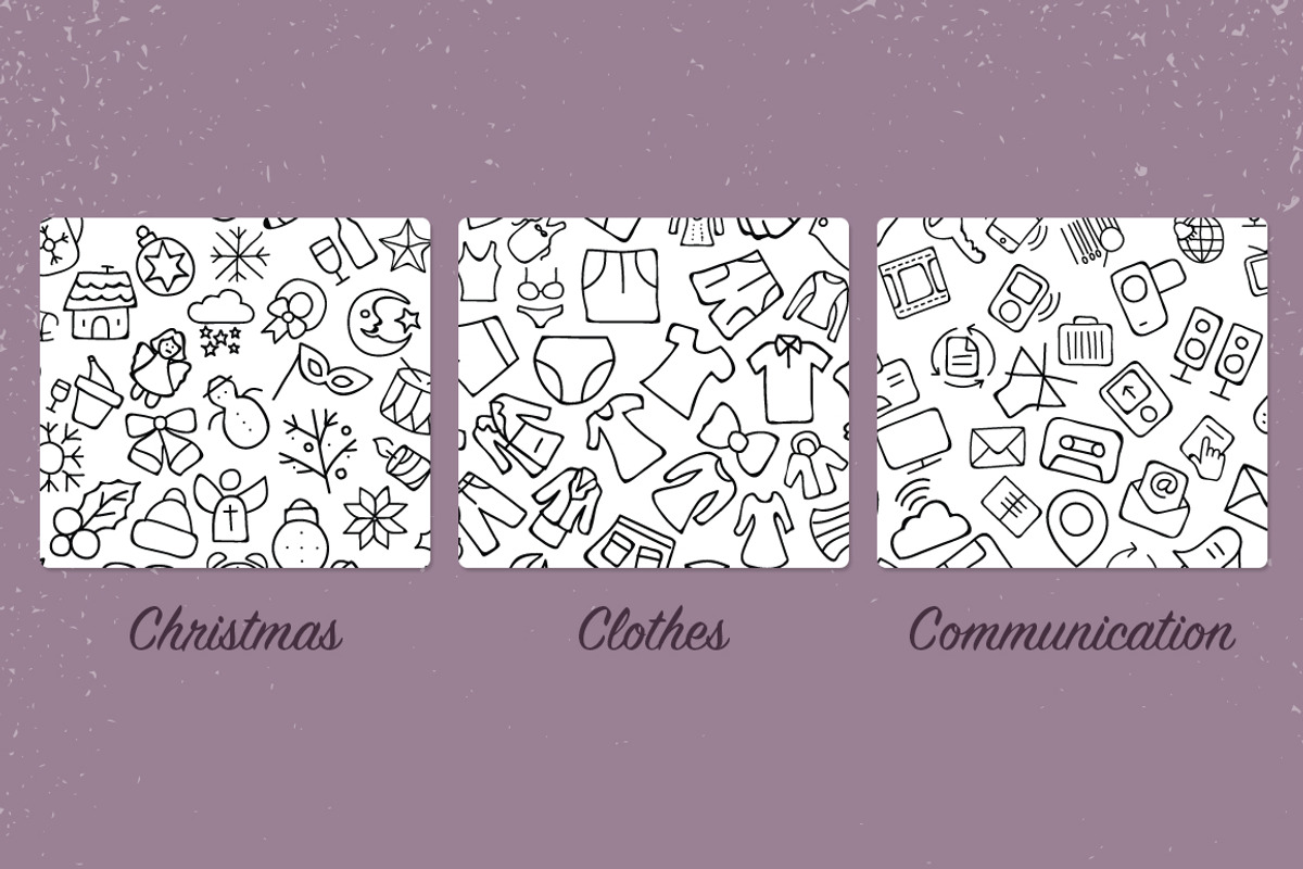 7 Hand Drawn Icon Patterns - Vol 1 preview 3