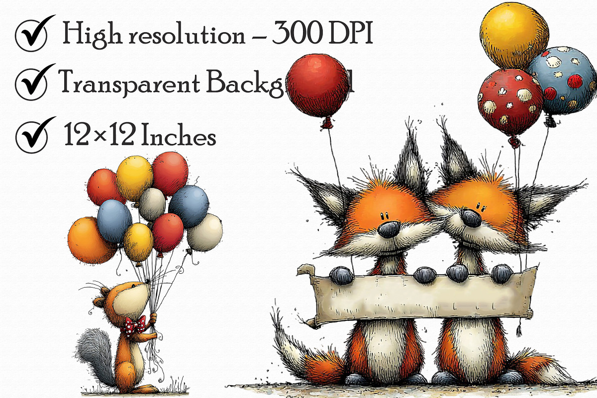 Cute New Year Forest Animals Clipart, an Illustration by Libby Wishes (Photo 6 of 7)